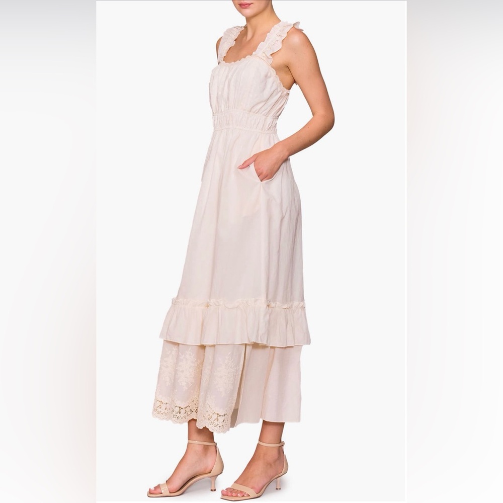 MELLODAY Ruffle Tiered Maxi Sundress Elegant Cream - Picture 4 of 5
